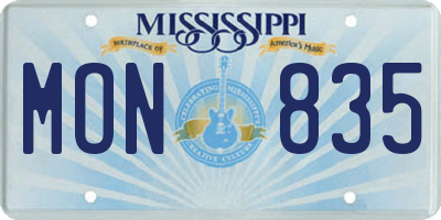 MS license plate MON835