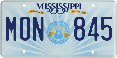 MS license plate MON845