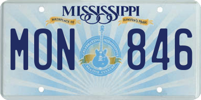 MS license plate MON846