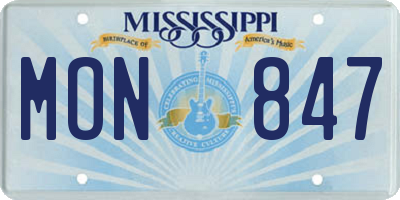 MS license plate MON847