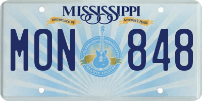 MS license plate MON848