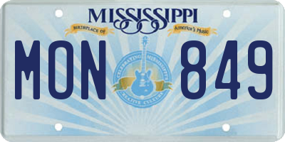 MS license plate MON849