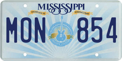 MS license plate MON854