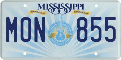 MS license plate MON855