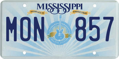 MS license plate MON857