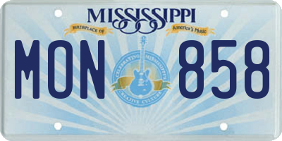 MS license plate MON858