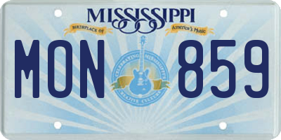 MS license plate MON859