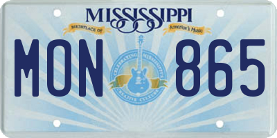 MS license plate MON865