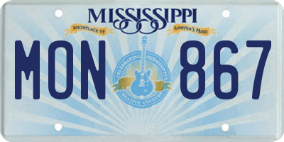 MS license plate MON867