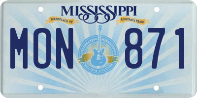 MS license plate MON871