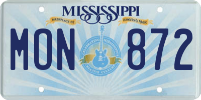 MS license plate MON872