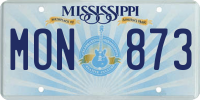 MS license plate MON873