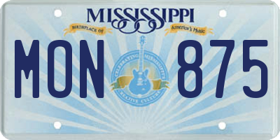 MS license plate MON875