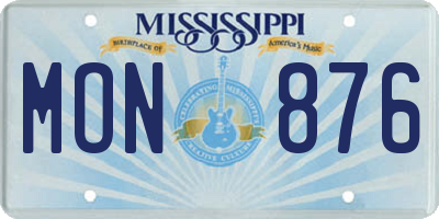 MS license plate MON876