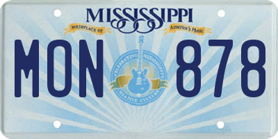 MS license plate MON878