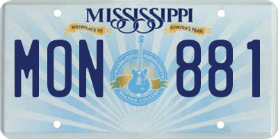 MS license plate MON881