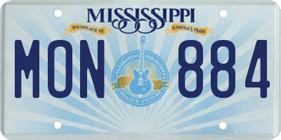 MS license plate MON884