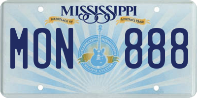 MS license plate MON888