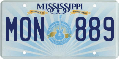MS license plate MON889