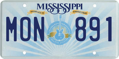 MS license plate MON891
