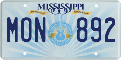 MS license plate MON892