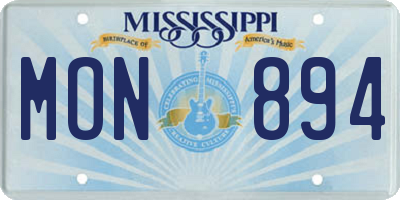 MS license plate MON894