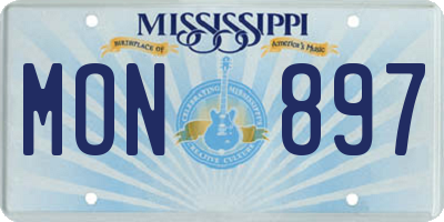MS license plate MON897