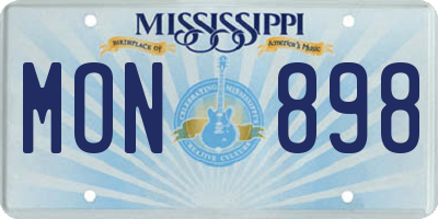 MS license plate MON898