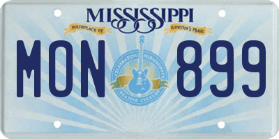 MS license plate MON899