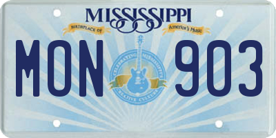 MS license plate MON903