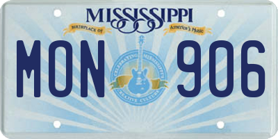 MS license plate MON906