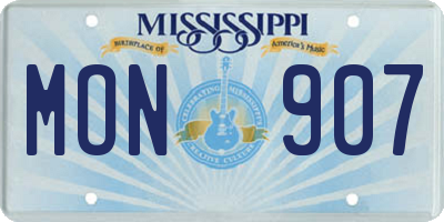 MS license plate MON907