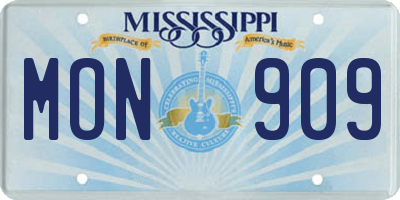 MS license plate MON909