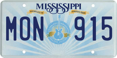 MS license plate MON915