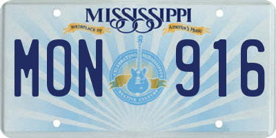 MS license plate MON916