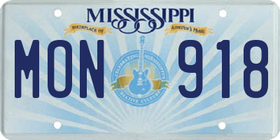 MS license plate MON918