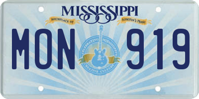 MS license plate MON919