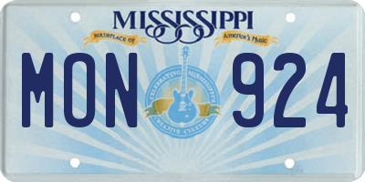 MS license plate MON924