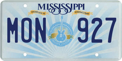 MS license plate MON927