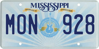 MS license plate MON928