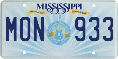 MS license plate MON933