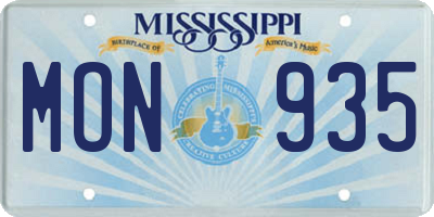 MS license plate MON935