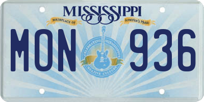 MS license plate MON936