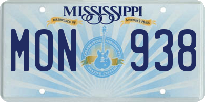 MS license plate MON938