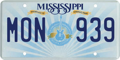 MS license plate MON939