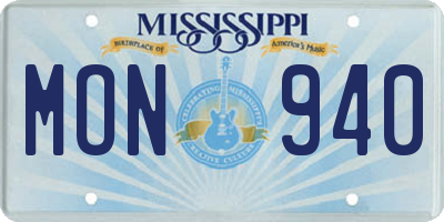 MS license plate MON940