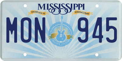 MS license plate MON945
