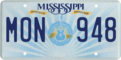 MS license plate MON948
