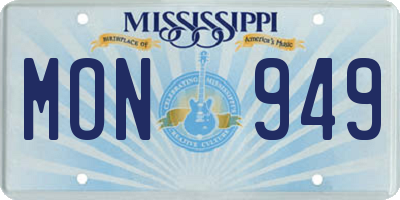 MS license plate MON949