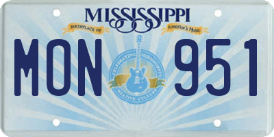 MS license plate MON951